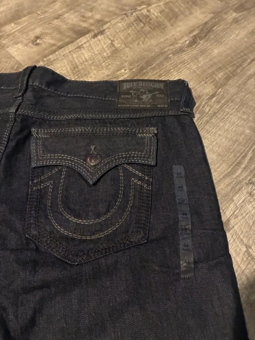 True Religion Jeans Men’s SZ 44 Ricky Big QT Blue Black Grey Made In Usa